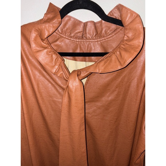 Tuckernuck Faye Blouse in Cognac Faux Leather Blouse XXXL = 18 US - Picture 6 of 10